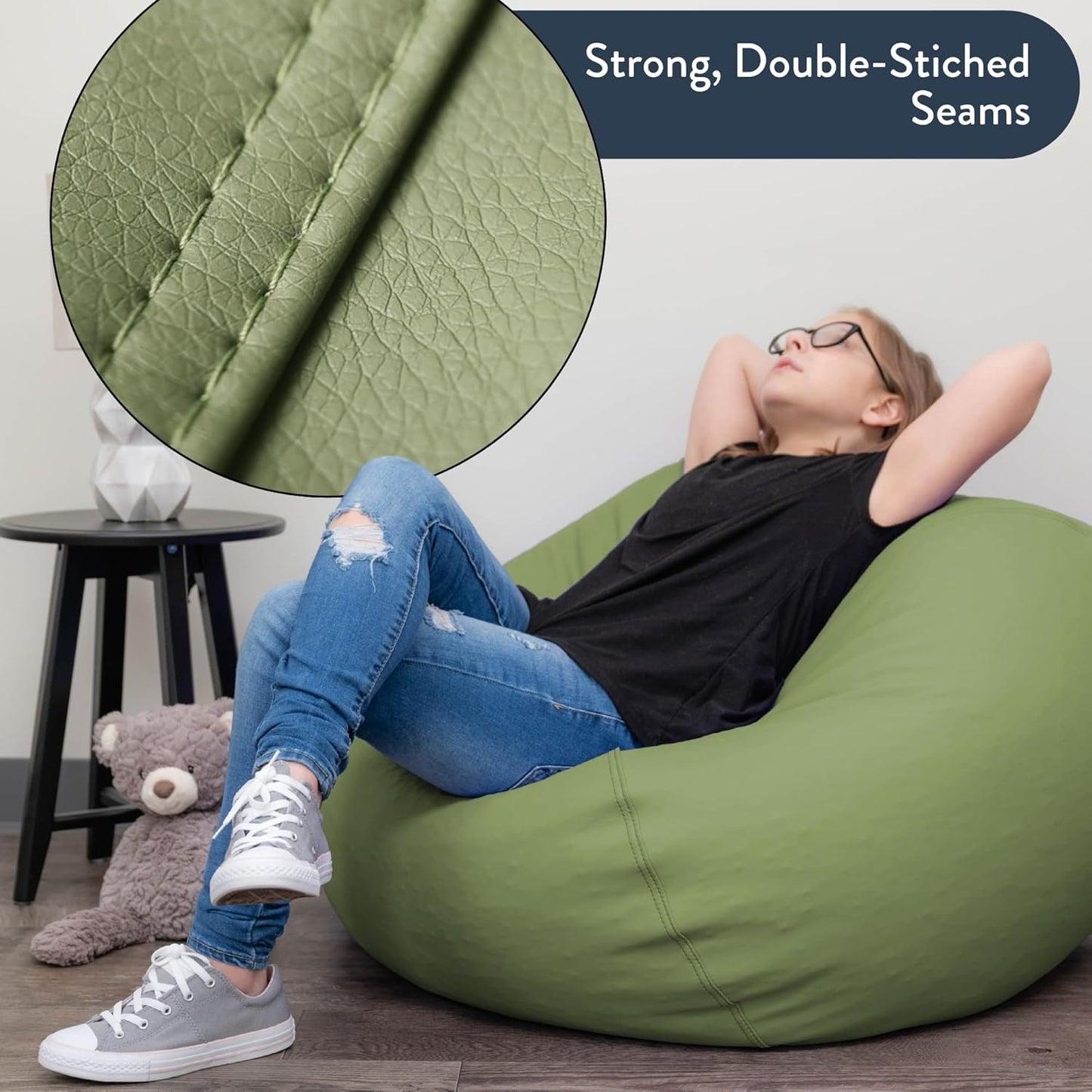 Children's Factory 35" Kids Bean Bag Chairs, Flexible Seating Classroom Furniture, Beanbag Ideal for Boy/Girl Toddler Daycare or Playroom, Sage (CF610-083)