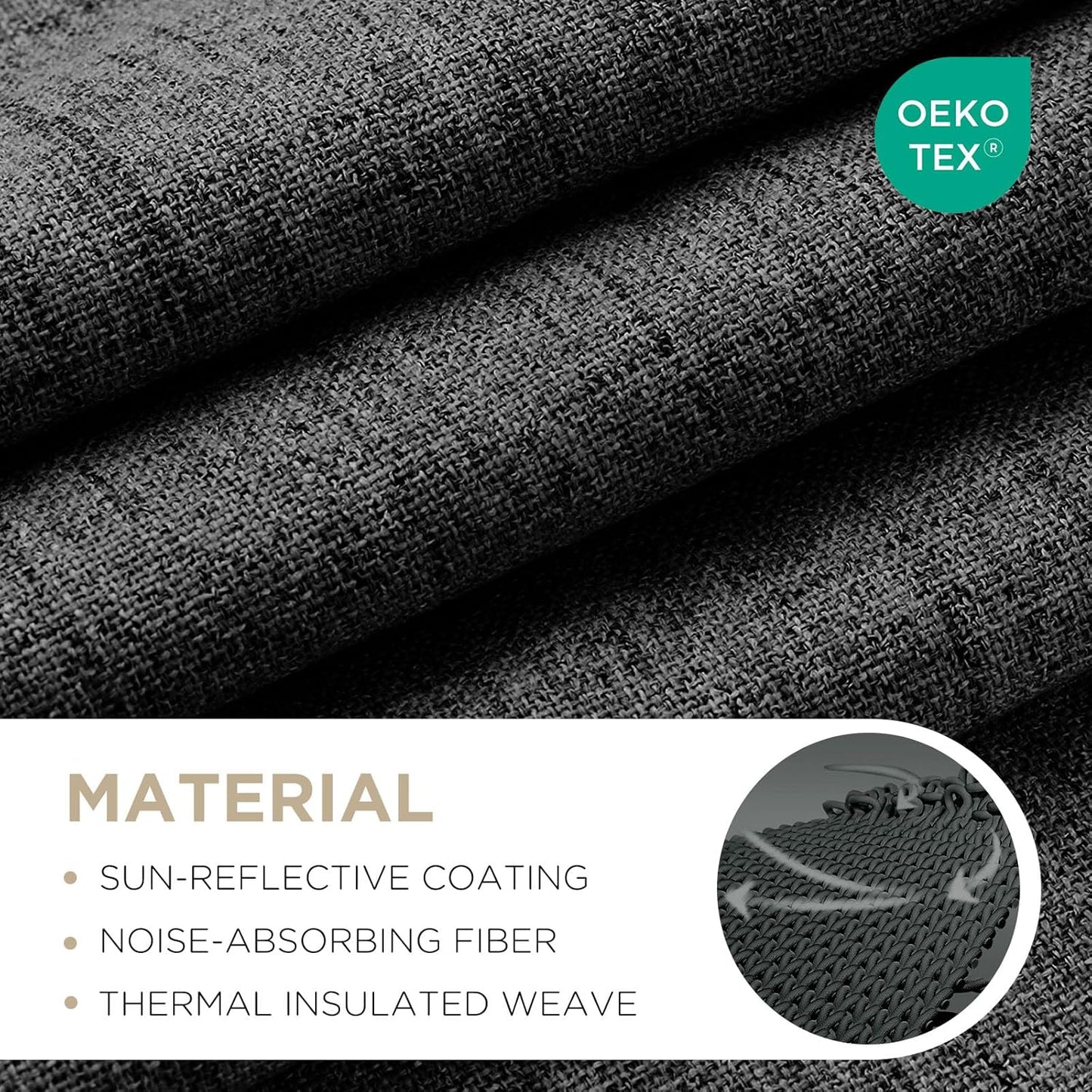 Joydeco 100% Blackout Curtains for Bedroom - Natural Linen Curtains 66" W x 108" L Long, Thermal Insulated 2 Panels Black Light Blocking Drapes, Rod Pocket & Back Tabsn for Living Room