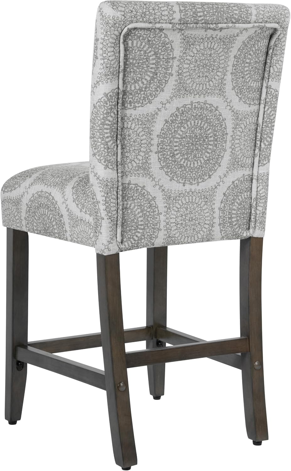 HomePop Upholstered Counter Height Barstool, 24-Inch, Gray Medallion
