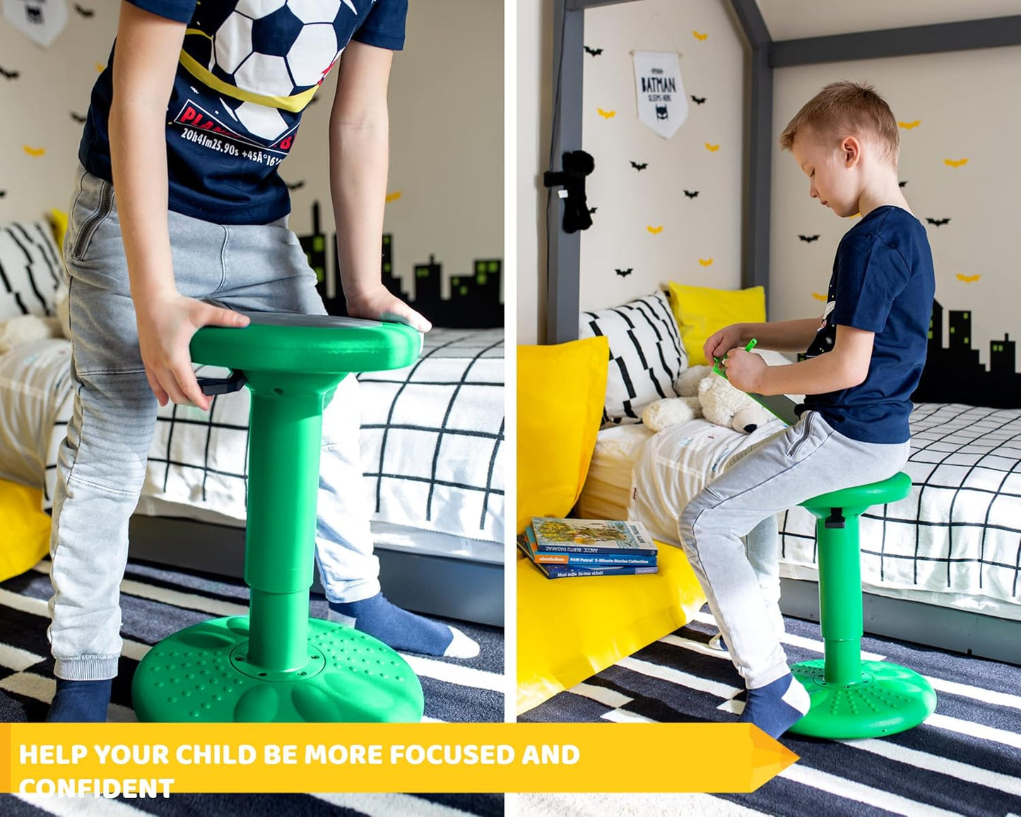 ActiveChairs Adjustable Wobble Stool, Flexible Classroom Seating, Improves Focus, Posture and Helps ADHD/ADD, Sensory Chair, Active Fidget Chairs Adjusts from 16.65" to 23.75" Ages 13-18 Green