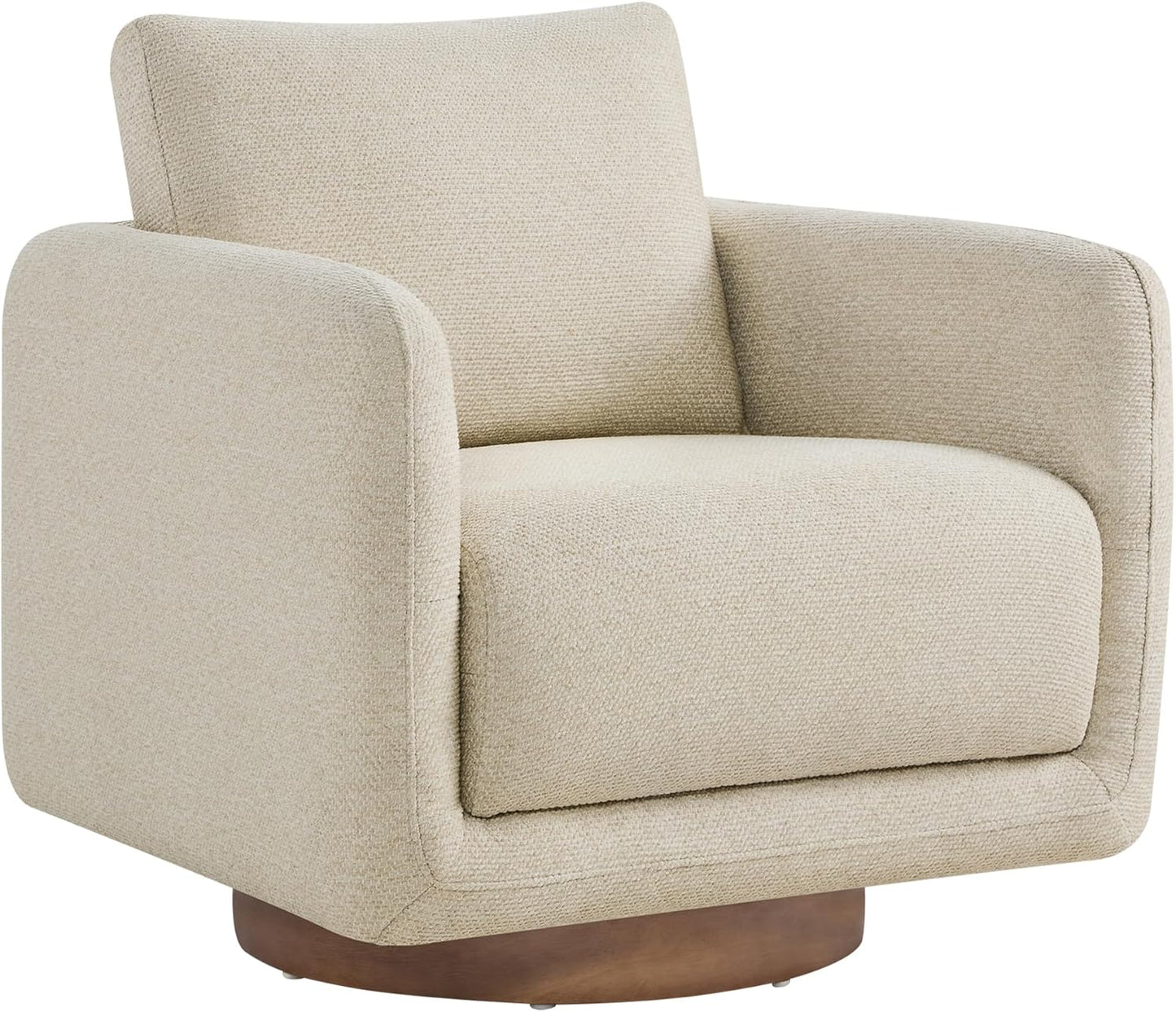 Modern Swivel Accent Chair, 360° Rotating Round Barrel Armchair with Performance Fabric Upholstery for Living Room, Bedroom, Office, Reading Nook, Single,Oatmeal