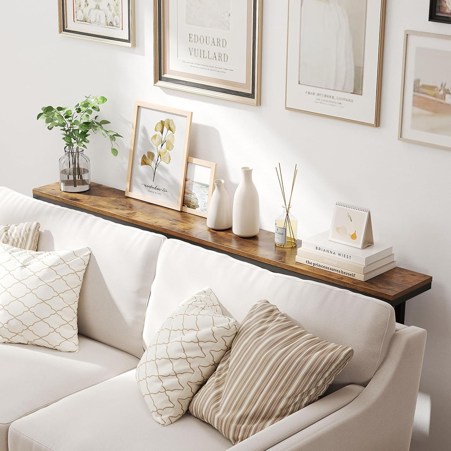 Yaheetech Narrow Console Table with Sturdy Metal Frame, 63 Inch Extra Long Entryway Sofa Table for Behind Couch, Hallway, Living Room, Rustic Brown