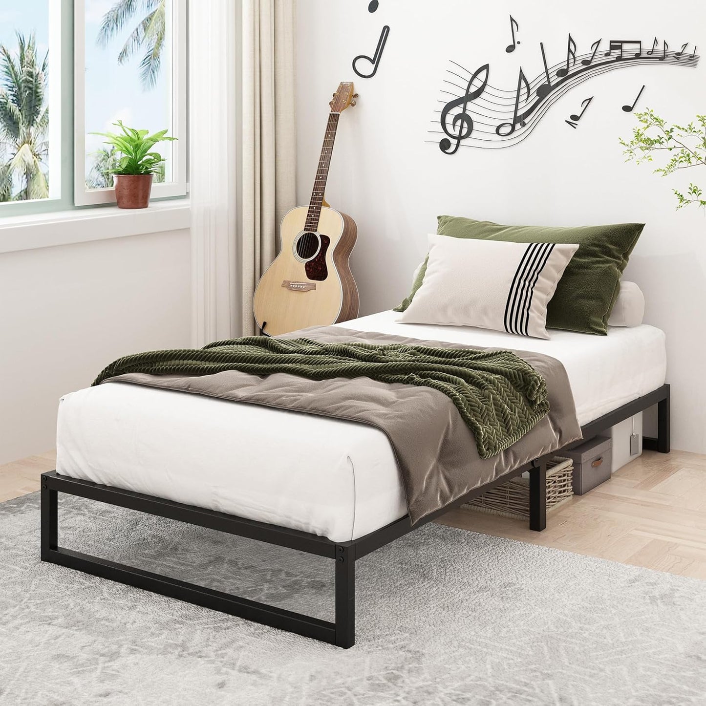 9 Inch Twin Bed Frames Heavy Duty Metal Twin Platform Bed Frame No Box Spring Needed, Noise Free, Easy Assembly, Black