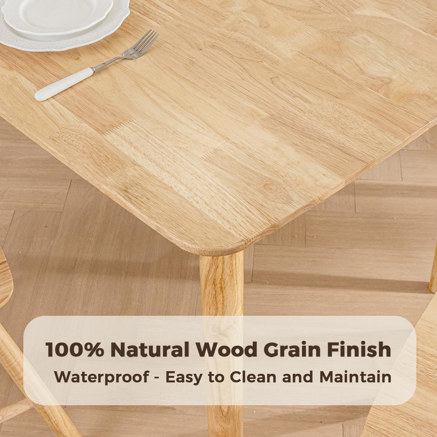 DELAVIN 47.2" Mid Century Modern Kitchen Table, Rectangular Oak Wood Dining Table for Dining Room, Living Room, Easy Assembly, Natural