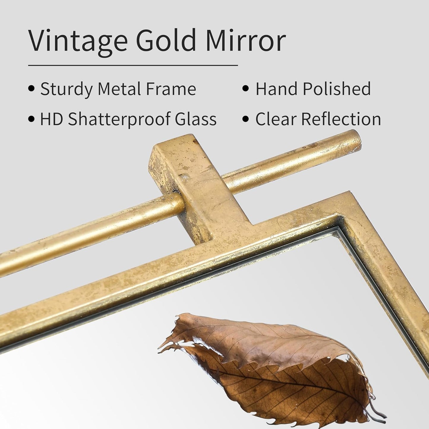 16x24 Inch Rectangle Bathroom Vanity Mirror for Wall Mounted Over Sink Farmhouse Rustic Matte Brushed Gold Barn Door Mirrors Foyer Entryway Decor