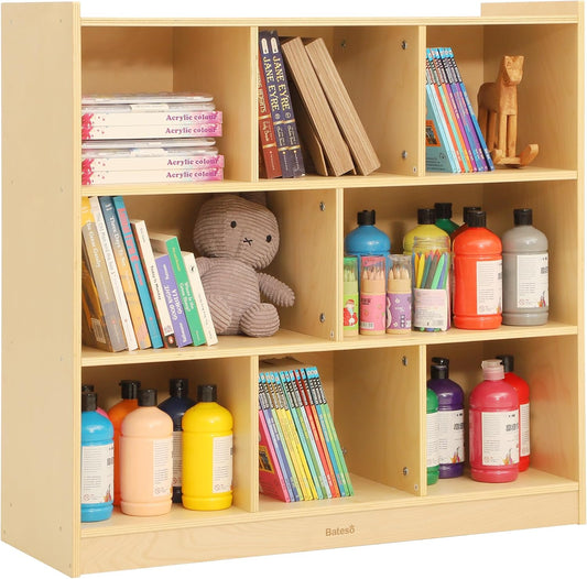 Toy Storage Organizer for Kids Room, Wooden Kids Bookshelf for Classroom, Cube Storage Organizer for Playroom, 8-Section Montessori Bookshelf & Toy Shelf for Nursery