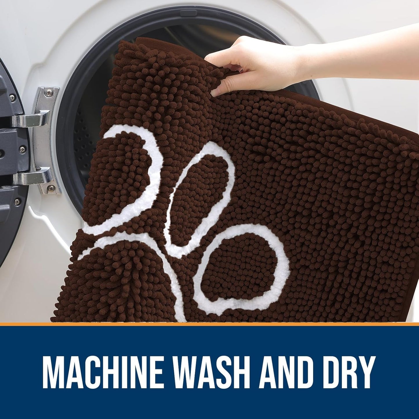 OLANLY Door Mat for Muddy Dog Paws 40x32, Ultra Absorbent Chenille Mud Doormat with Paw Print Design, Non-Slip Washable Doormat for Indoor Entryway, Quick-Dry Pet Bed Mats for Dirty Dogs, Brown