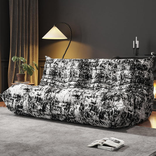 Bean Bag Chairs for Adults, BeanBag Reading Chair Memory Foam Couch 3-Seater, Floor Chair Soft Teddy Material, Comfy Reading Nook Chairs for Bedroom Living Room Office (Ink Painting)