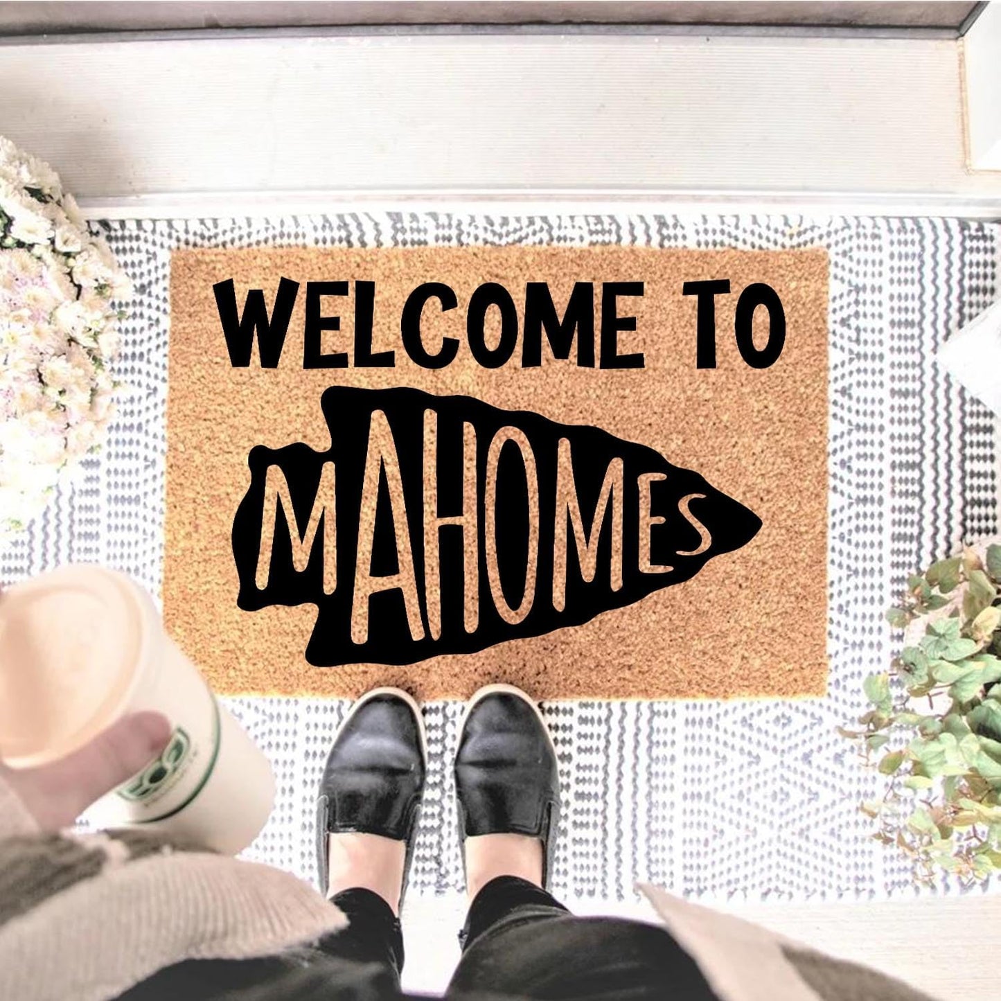 Funny Coir Doormat Welcome to Front Door Entryway Outdoor with Heavy Duty Porch Natural Coconut Brown House Warming Novelty Gift 23.7x15.7 Inch