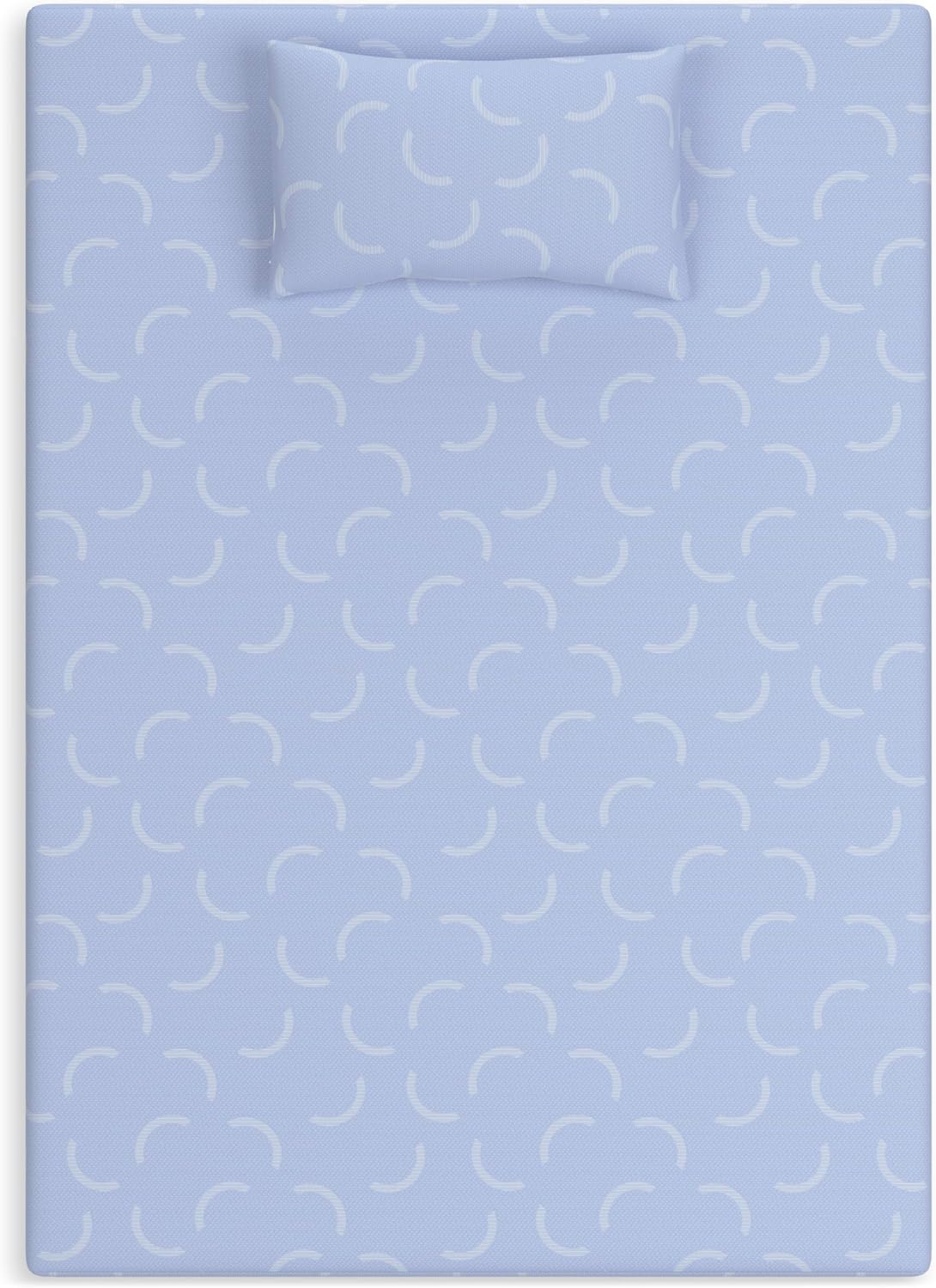 Signature Design by Ashley Twin Size iKidz 7 Inch Firm Gel Memory Foam Mattress with Stretch Knit Cover & Pillow Included, Blue Ocean, Fiberglass Free, Mattress in A Box
