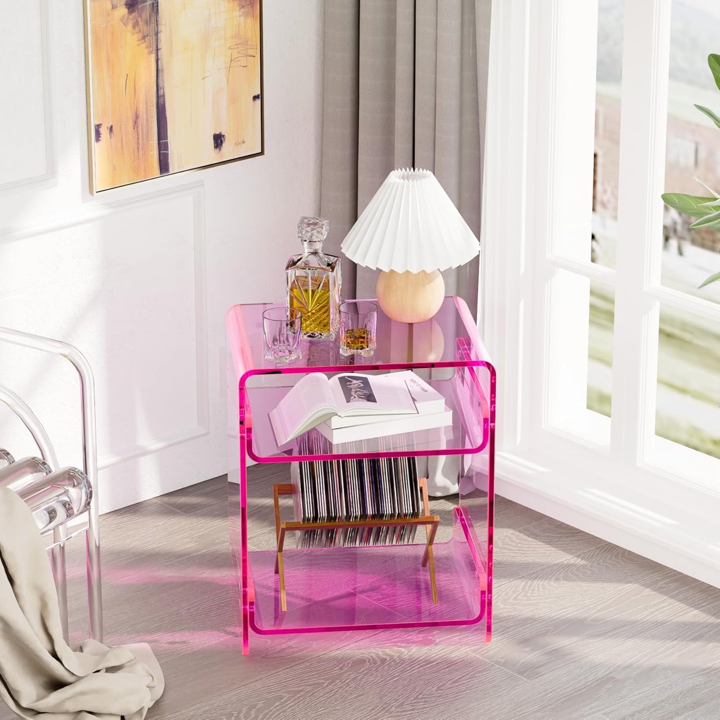 Clear Acrylic 3-Tier End Table/Nightstand – Sleek Bedside Storage with Durable Design, Perfect for Bedrooms, Living Rooms, or Modern Interiors – Ideal as a Bedside Table or Sofa Side Piece