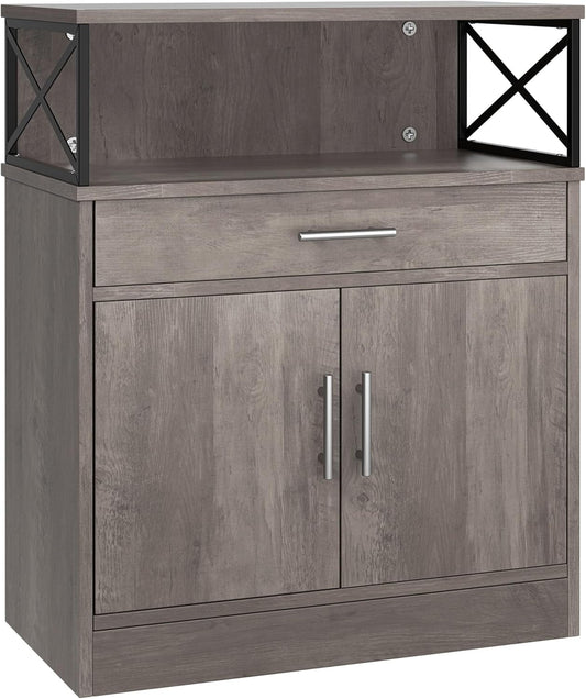 Shintenchi Kitchen Buffet Cabinet with Adjustable Shelf, Modern Kitchen Storage Cabinet,Farmhouse Coffee Bar Cabinet（Ash Grey）