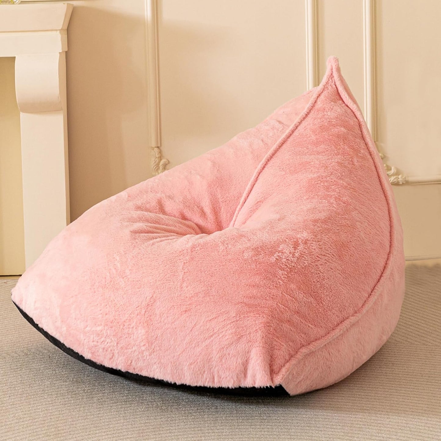BYBYME Bean Bag Chairs Sherpa Lazy Sofa, Giant Beanbag Chairs for Adults, Teenagers with Stuffed High Density Foam Filling, Comfy Chair for Living Room, Bedroom