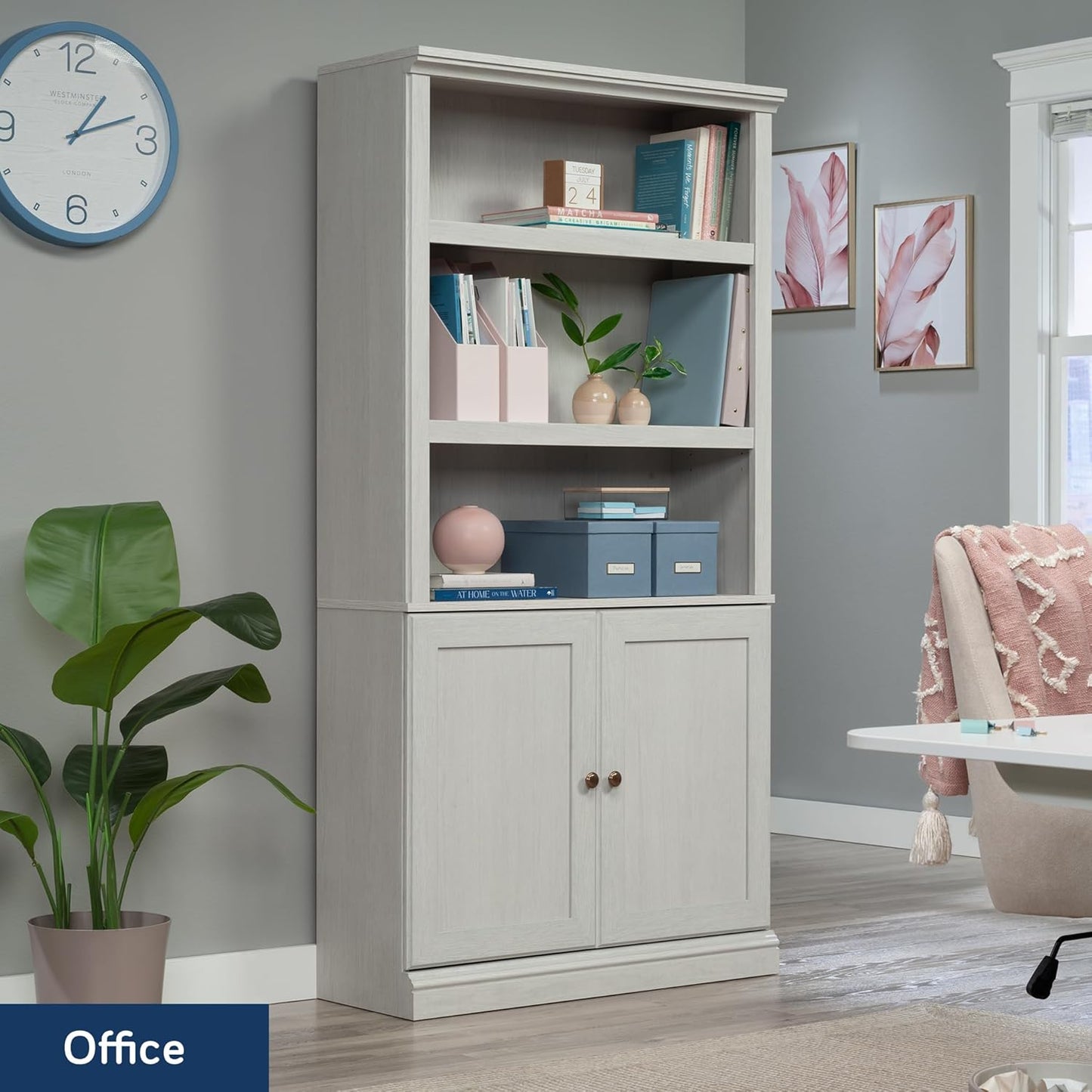 Sauder Miscellaneous Storage Library, Glacier Oak Finish