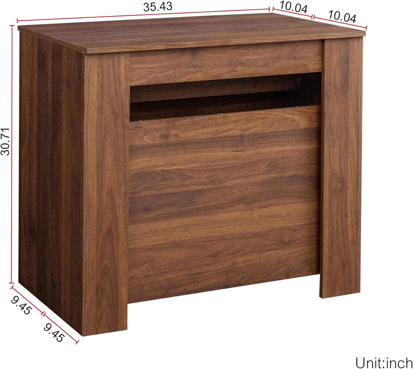 118" Extendable Dining Table for 6-10 Person, Wooden Folding Narrow Dining Room Table, Farmhouse Extendable Console Table for Gatherings, Meeting, Dining Office Areas Walnut