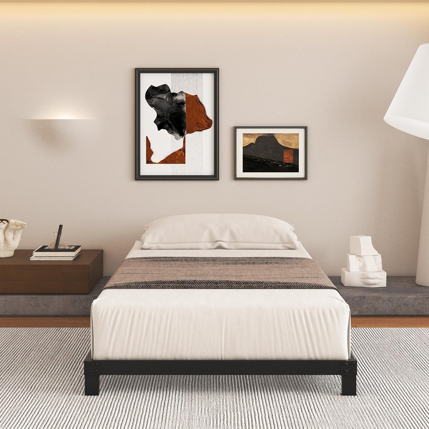 5 Inch Low Bed Frame Twin, Heavy Duty Twin Bed Frames Low Profile, No Box Spring Needed, Easy Assembly, Noise Free, Black