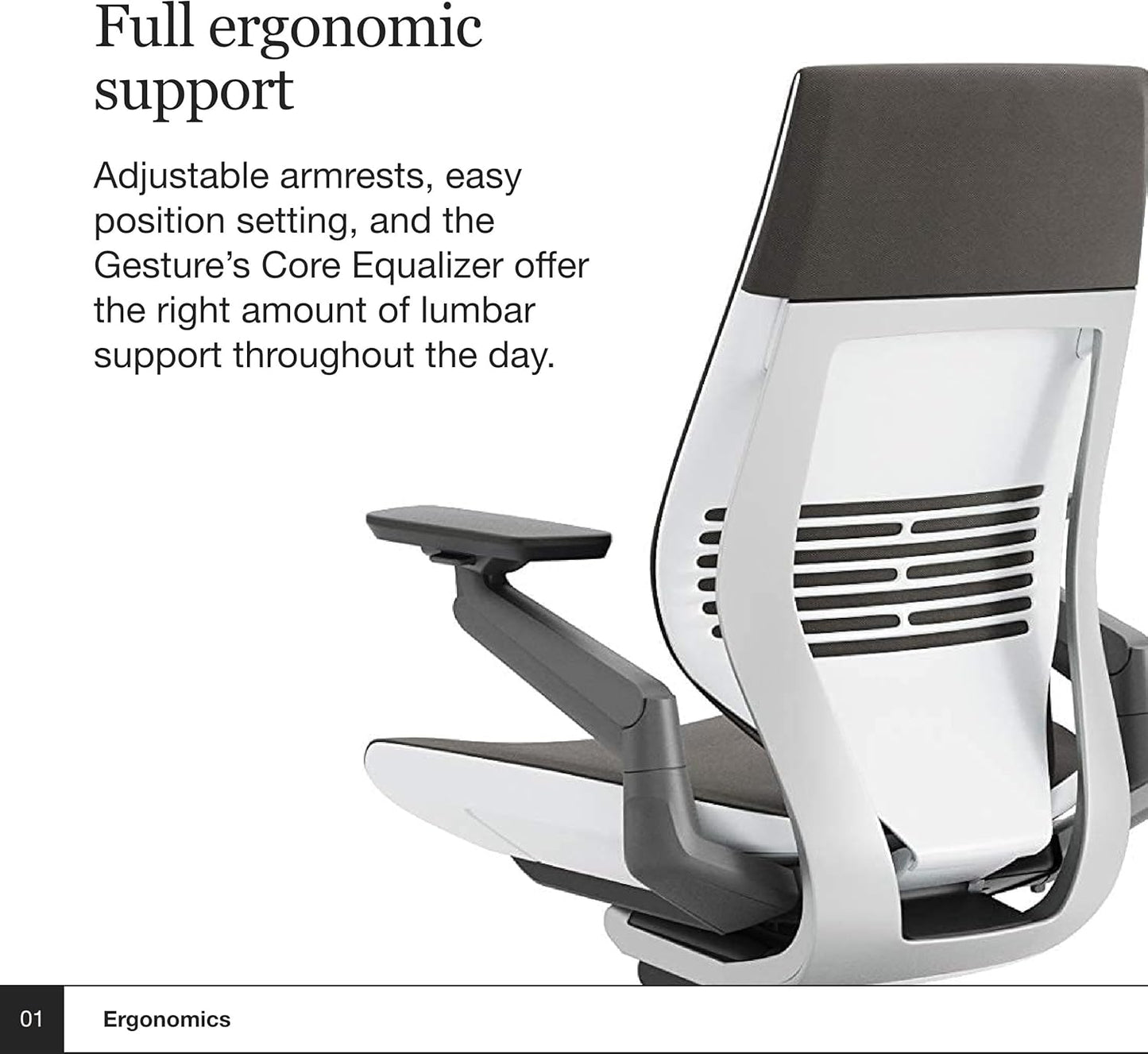Steelcase Gesture Office Chair - Ergonomic Work Chair with Wheels for Carpet - Comfortable - Intuitive-to-Adjust for Desk - 360-Degree Arms - Graphite Gray Fabric