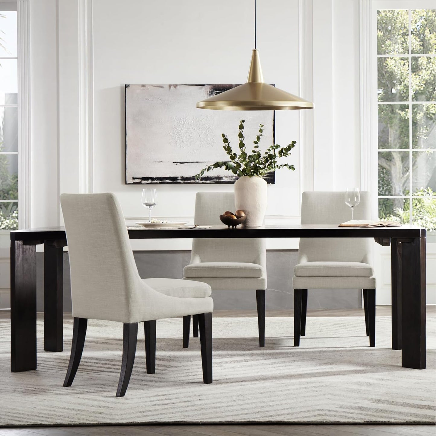 Upholstered Dining Chairs Modern Sidechair Performance Fabric High Back Armlesschair for Diningroom Kitchen,Cream,Set of 4(2 Box)