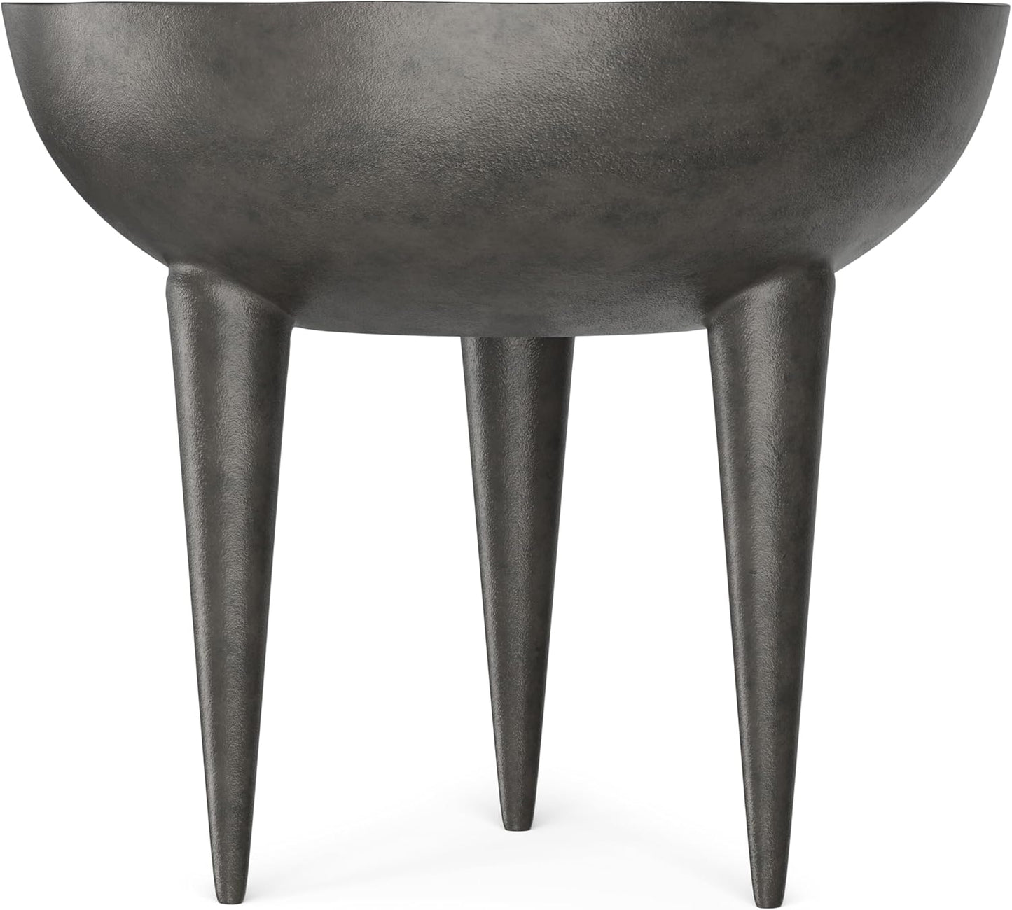 SIMPLIHOME Otto Cast Aluminum Side Table in Graphite, 21-inch Round, Rust-Resistant Metal Accent Table for Living Room, Bedroom, Fully Assembled