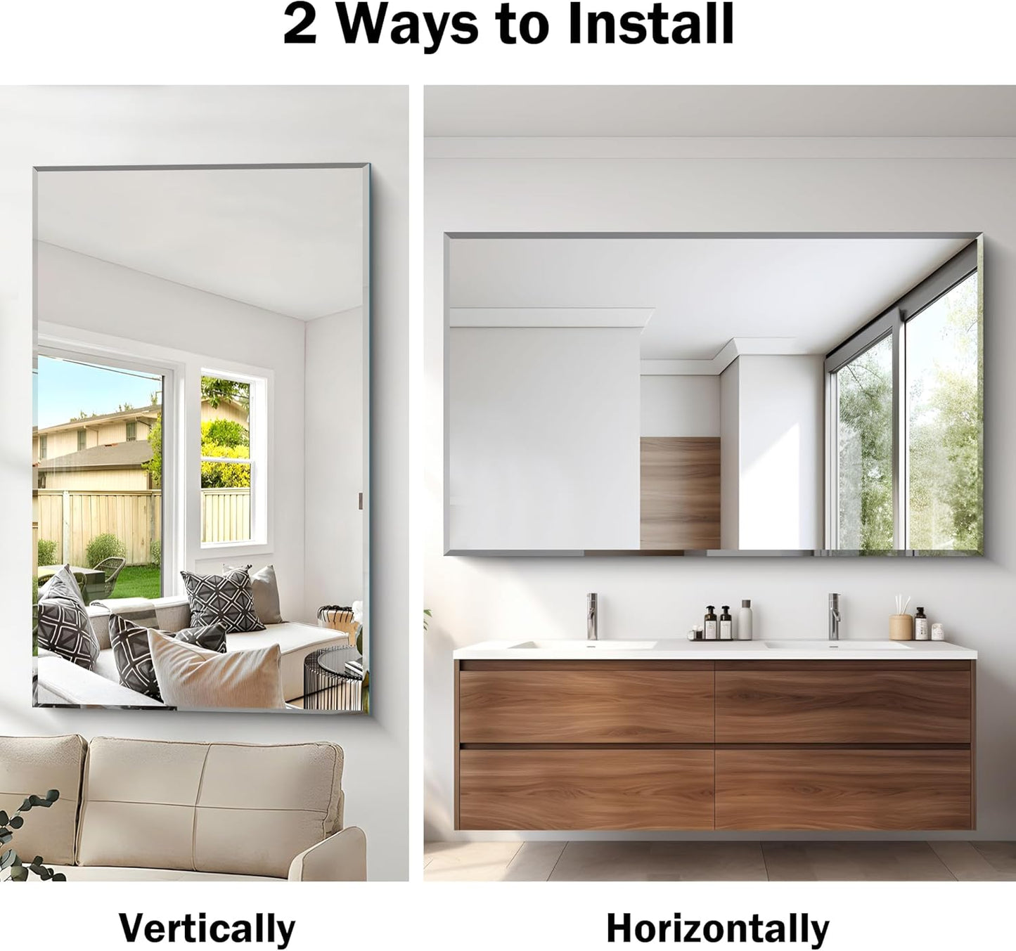 60x36 Large Beveled Mirror, Frameless Beveled Bathroom Mirrors for Over Sink, Upgraded Shatterproof Beveled Frameless Vanity Mirror for Bathroom,Bedroom,Living Room and Entryway