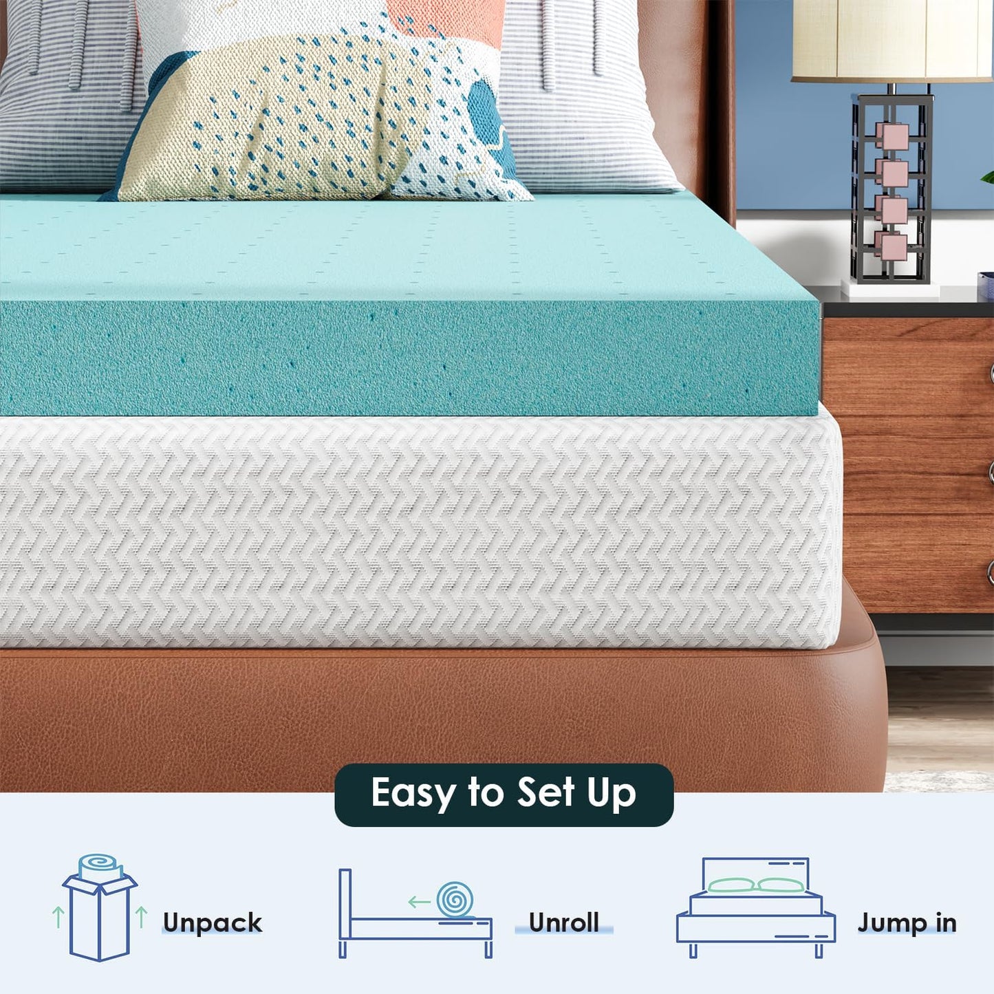 FDW | 8" Queen Mattress + 3" Cooling Mattress Topper | Gel Memory Foam | Medium Firm Feel | White | with Washable Cover for Cool Sleep and Pressure Relief | Bed in a Box, CertiPUR-US Certified