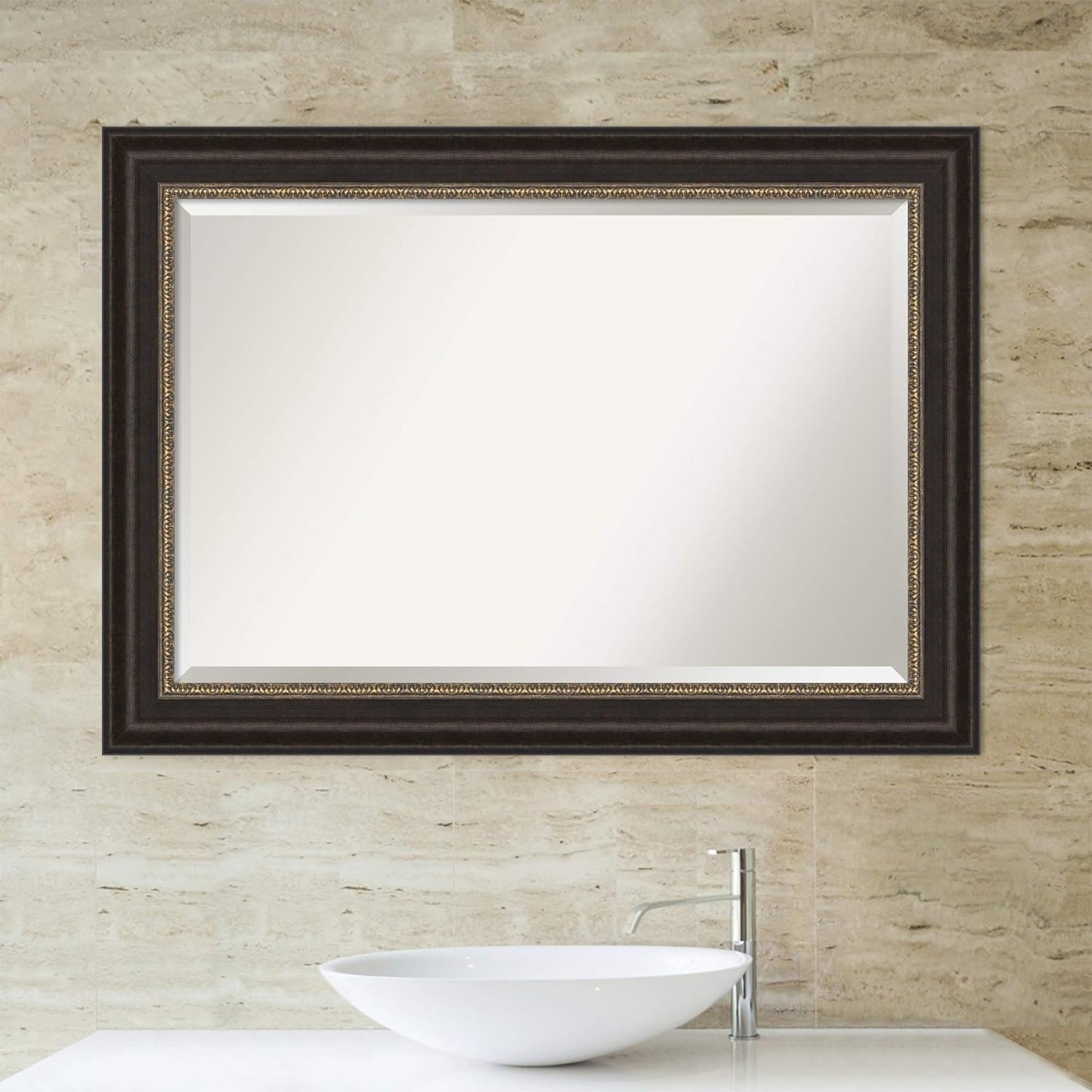 Amanti Art Bronze Bathroom Mirror for Over Sink, 31x43 Paragon Bronze Rectangle Vanity Mirror, Large Traditional Frame, Hangs Horizonally and Vertically, Bathroom Wall Decor, Beveled Edge