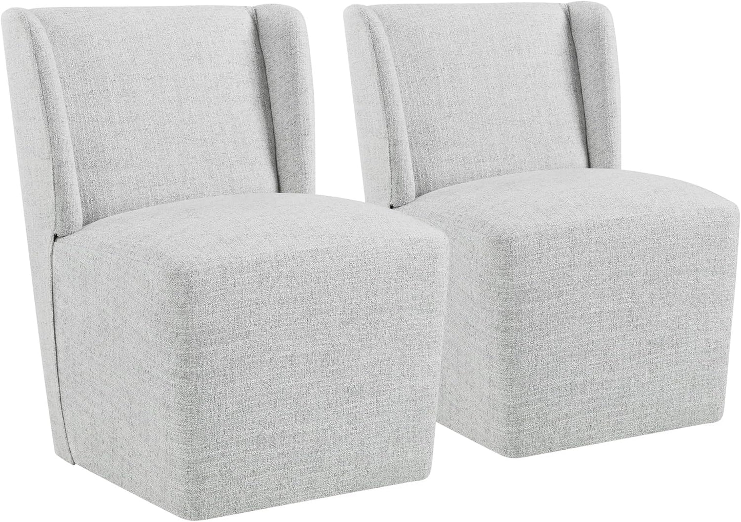 Dining Chairs with Casters Require Assembly Upholstered Wingback Single Sofa Armless Deskchair for Bedroom Waiting Room Kitchen Diningroom