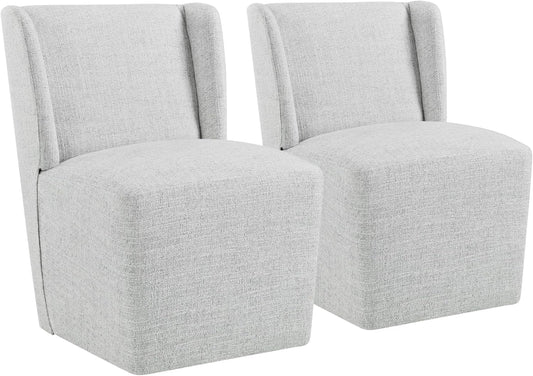 Dining Chairs with Casters Require Assembly Upholstered Wingback Single Sofa Armless Deskchair for Bedroom Waiting Room Kitchen Diningroom