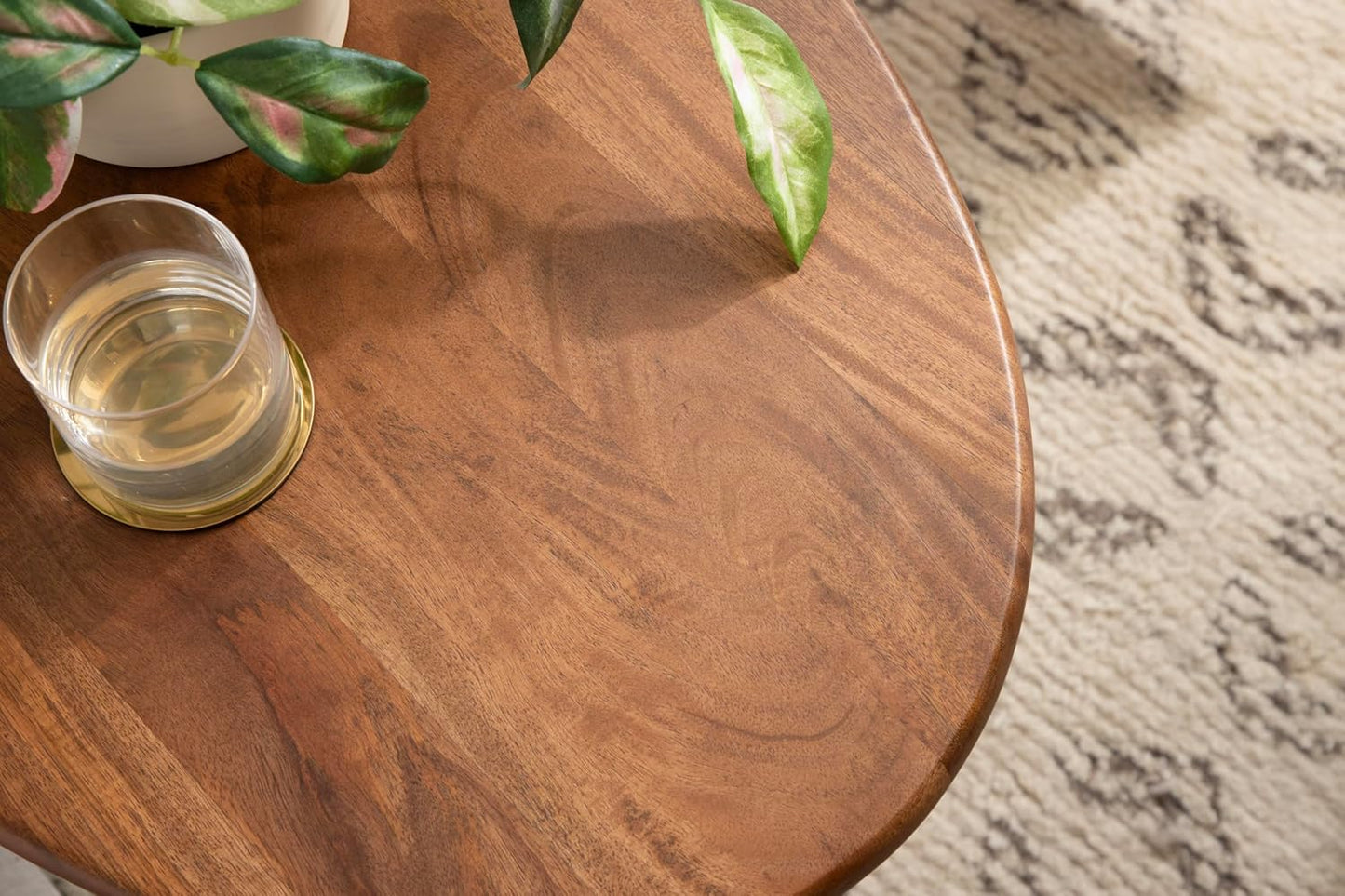 Kate and Laurel Tortola Modern Irregular Round Side Table, 22 x 18 x 20, Walnut Brown, Transitional Pebble End Table for Use as Bedroom Nightstand or Living Room Accent Table