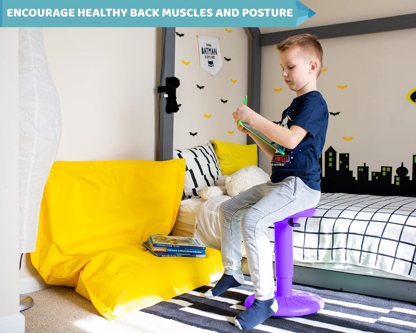 ActiveChairs Adjustable Wobble Stool, Flexible Classroom Seating, Improves Focus, Posture & Helps ADHD/ADD, Sensory Chair, Active Desk Chairs, Adjusts from 16.65" to 23.75", Ages 13-18, Purple