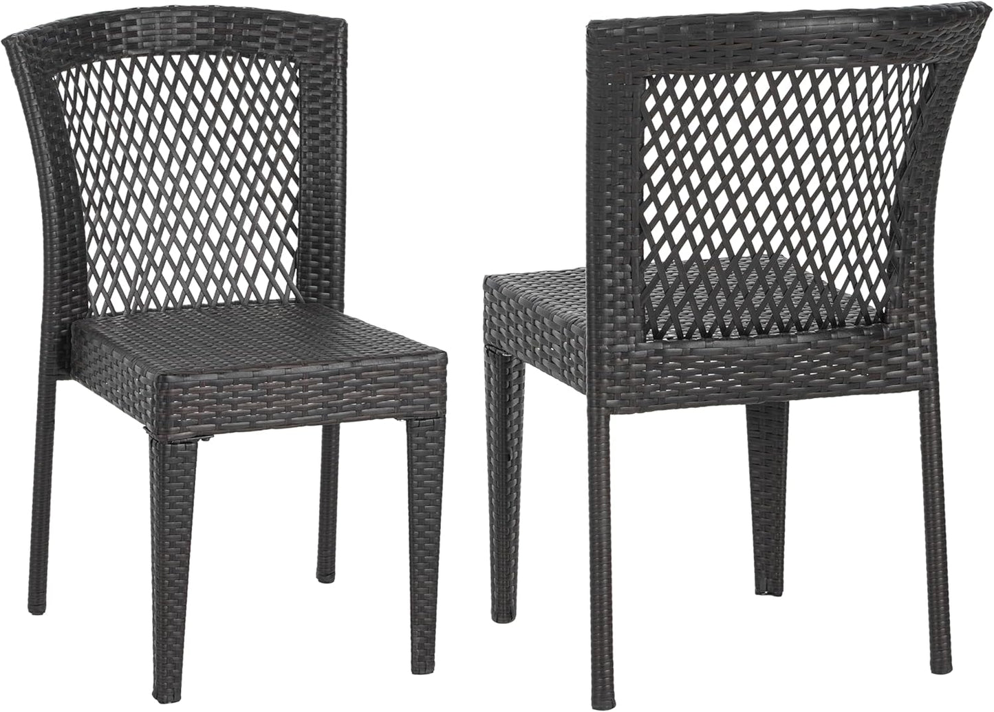 Merax Outdoor Dining Chairs Set of 2,Stackable Chairs with UV-Resistant PE Rattan and Steel Frame for Patio,Garden,Balcony,Supports 400lbs,Brown Multi