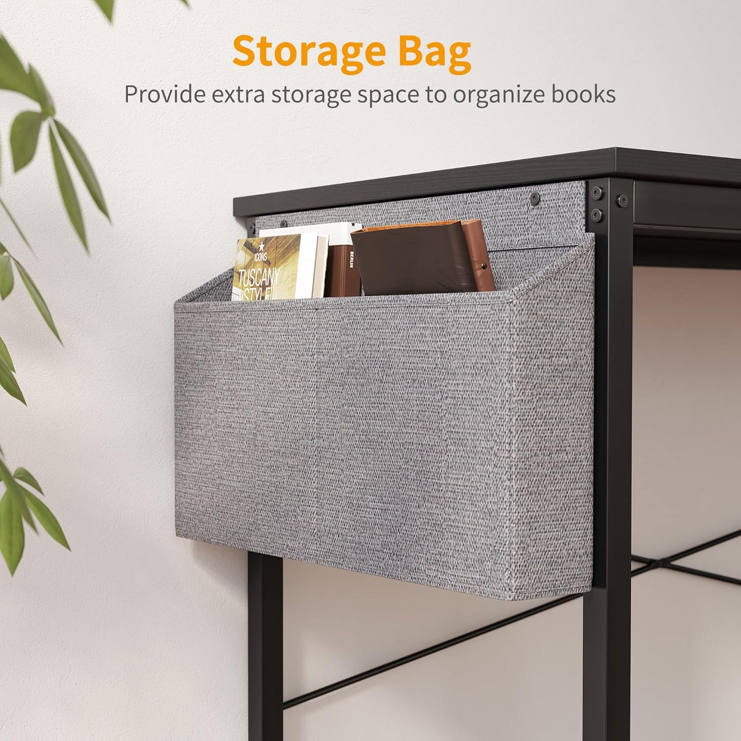 Cubiker Computer Desk 63 inch Home Office Writing Study Desk, Modern Simple Style Laptop Table with Storage Bag, Black