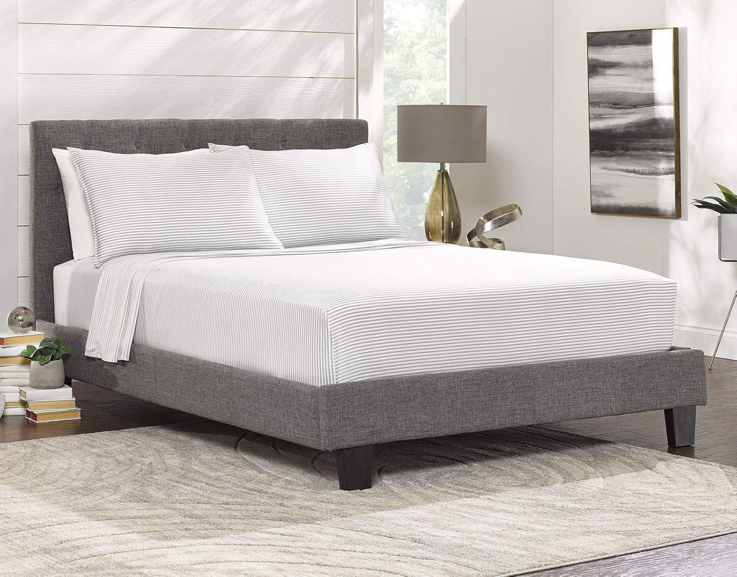 Twin Sheets by Pure Bamboo, Genuine 100% Organic Viscose Derived from Bamboo Bed Sheet Set, Luxuriously Soft & Cooling, Double Stitching, Lifetime Quality Promise (Twin, Stripes)