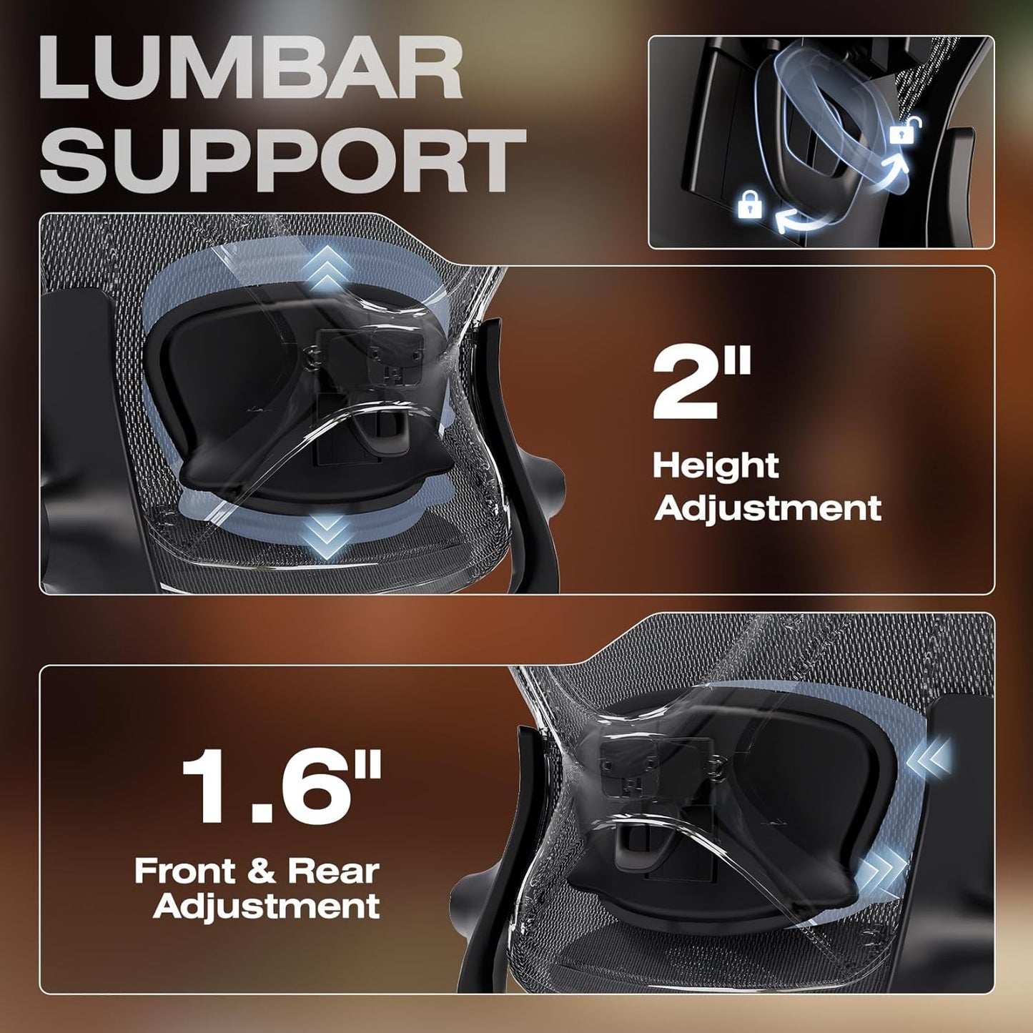 ELABEST X100 Ergonomic Office Chair with Footrest, Big and Tall Home Desk Chair with 5D Flip-Up Arms, Adjustable 3D Lumbar Support,High Back Rolling Computer Chair, Swivel Mesh Chairs (Library Oak)