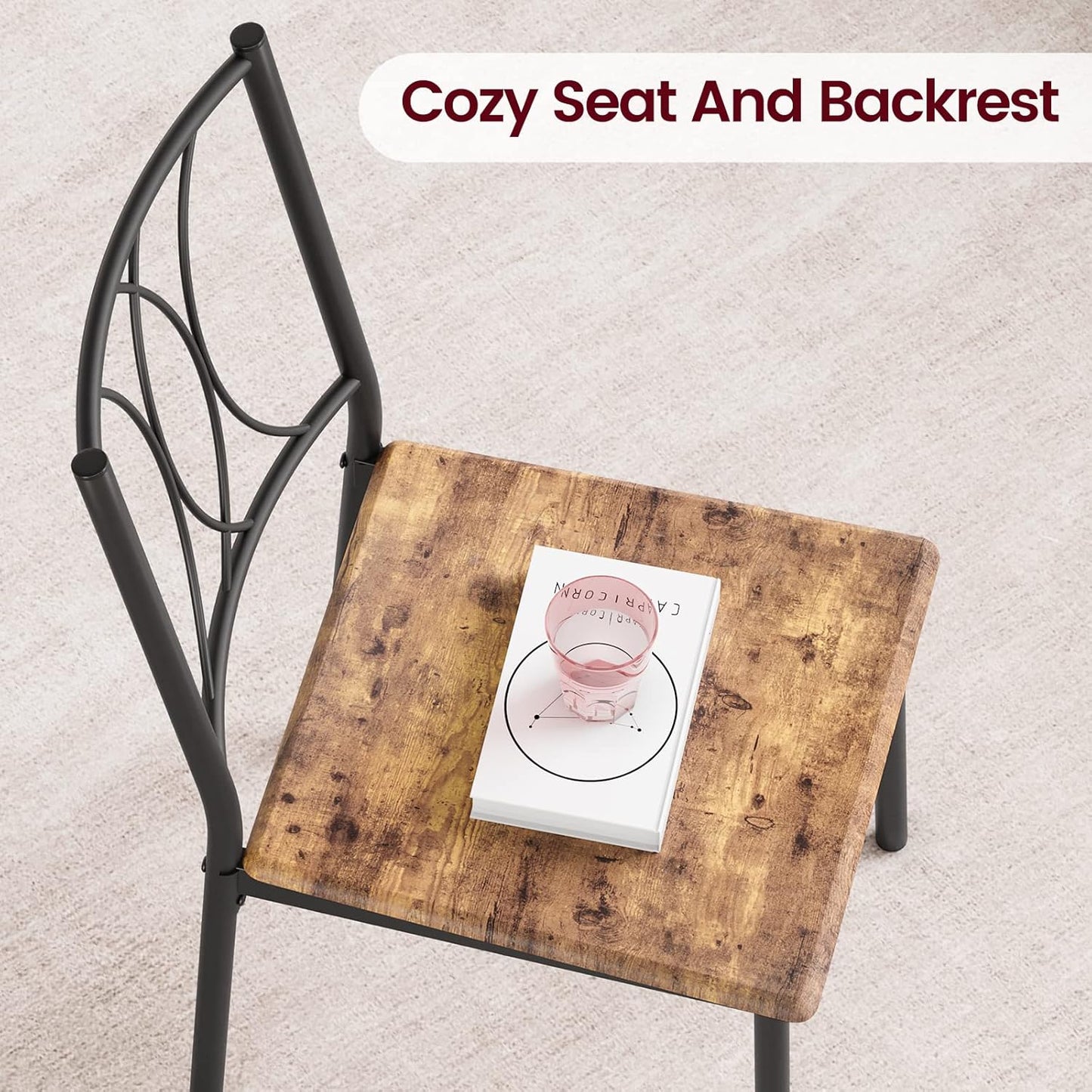 CABIHOME Dining Table Set for 2, 3 Piece Kitchen Table Set for 2, Square Kitchen Table Set of 2, Dining Table Set for Small Space, Apartment, Dining Room, Retro Brown