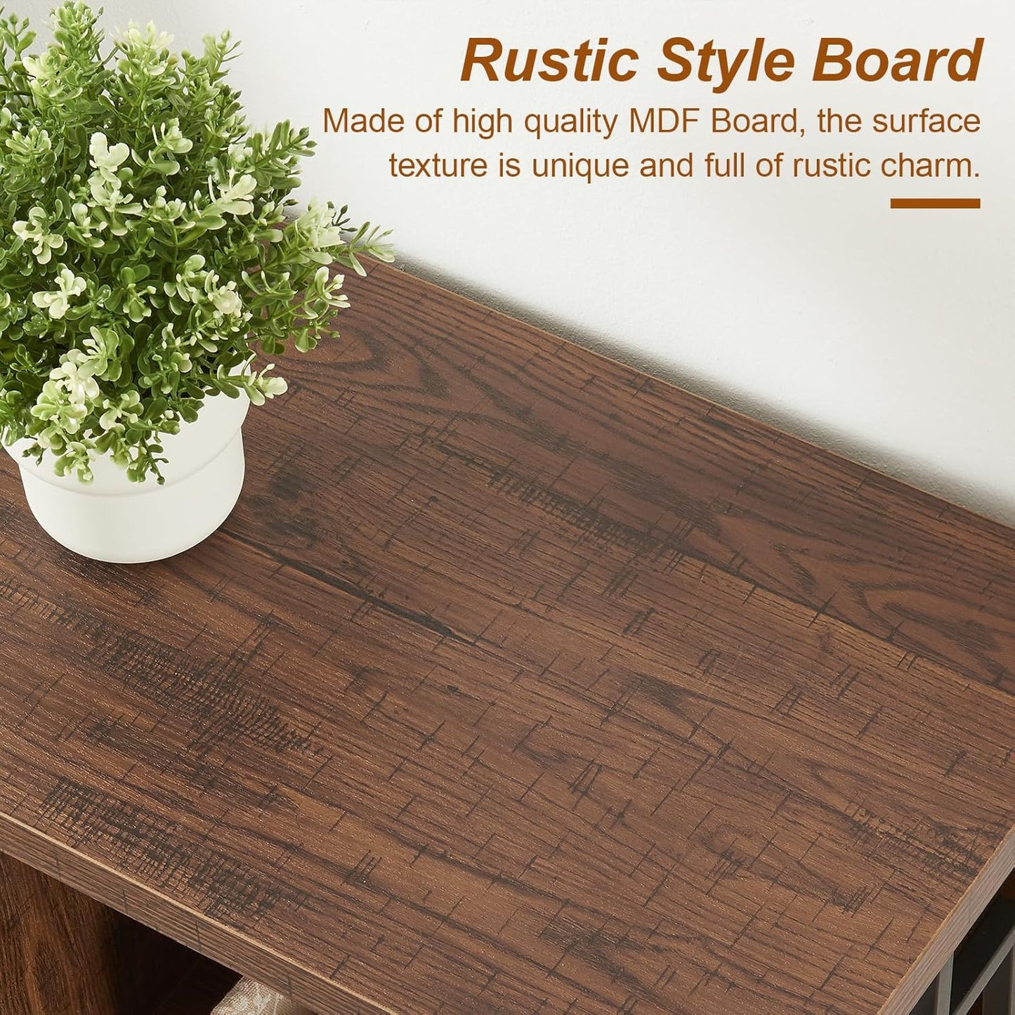 HOMISSUE Bookshelf, 3-Tier Rustic Small Bookshelf, Industrial Shelf Bookcase with Engineered Wood Shelves, Low Bookcase with Storage, Small Shelf for Living Room, Bedroom and Office, Rustic Brown