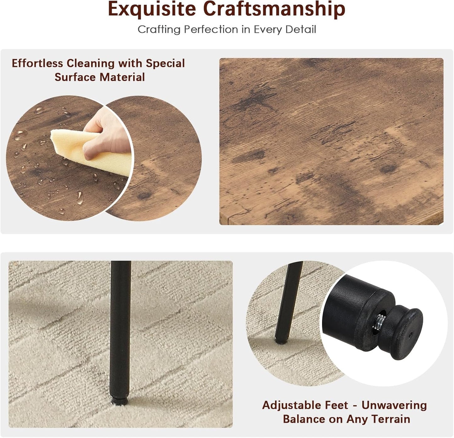 Tatub Bar Table and Chairs Set of 4, 5 Piece Counter Height High Breakfast Table Chairs Set of 4 for Dining Room, Brown