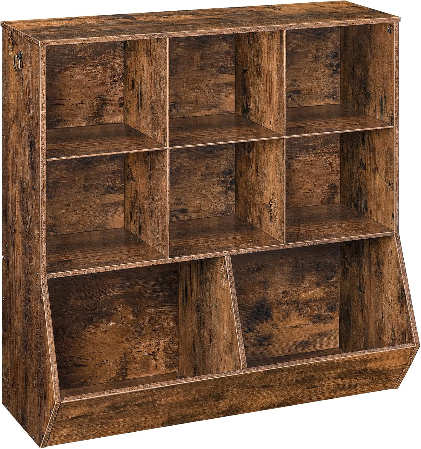 HOOBRO Kids Bookshelf, Toy Storage Cabinet, Kids Toy Organizer, 8 Cubicles, Bookcase Footboard, Bookshelf for Kids, for Playroom, Bedroom, Nursery, School, Rustic Brown FG35CW01G1