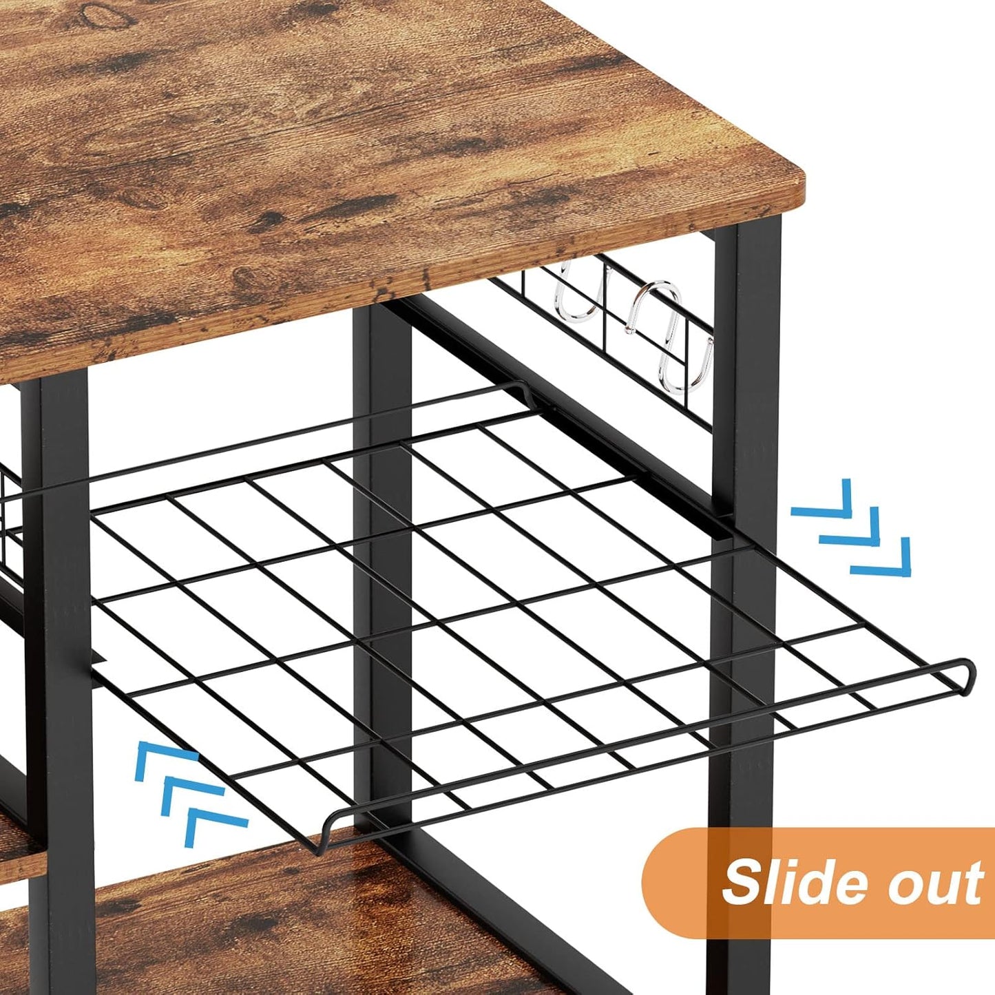 soges 3-Tier Kitchen Baker's Rack Utility Microwave Oven Stand Storage Cart Workstation Shelf, Rustic Brown W5s-FG