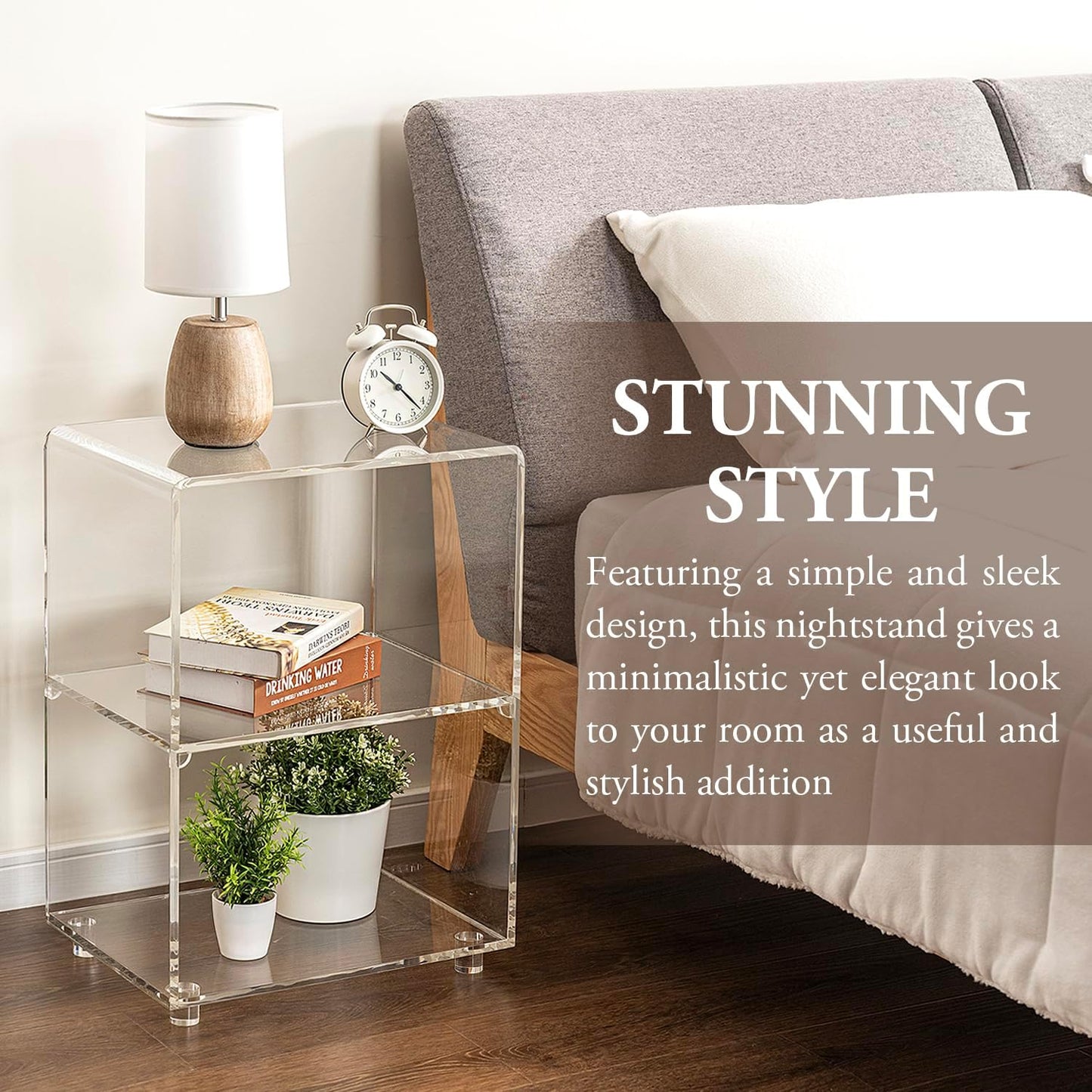 MyGift 3 Tier Clear Acrylic Table, Accent Furniture for Living Room, Bedroom Clear Nightstand Side End Tables