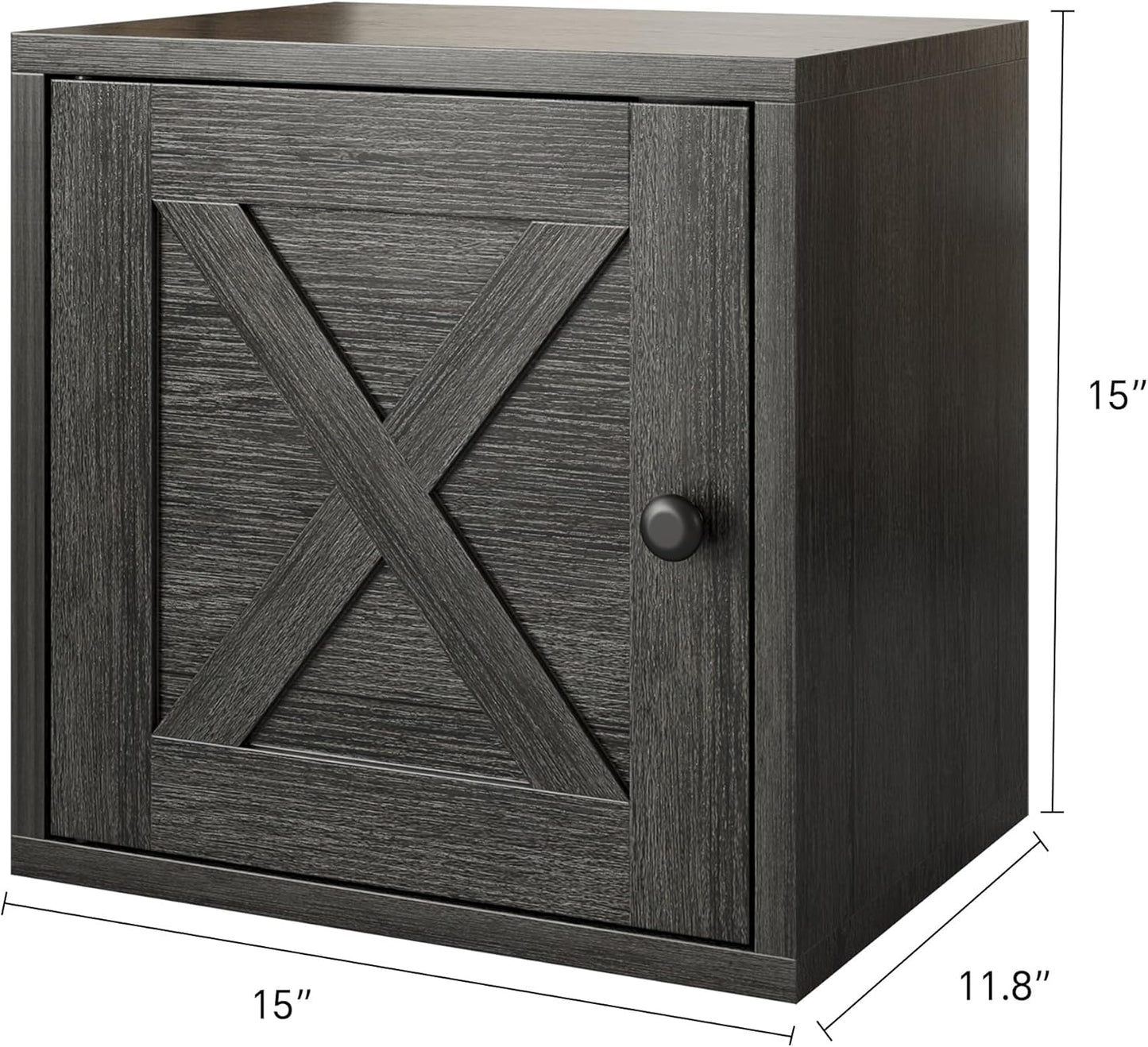 FUSUNBAO Magic DIY Cube Storage Organizer Stackable Cubes for Home Books Clothes Toy-Modular Cubby Storage System-Office Cubical-Bookcase Closet (French Oak,Door Cube)