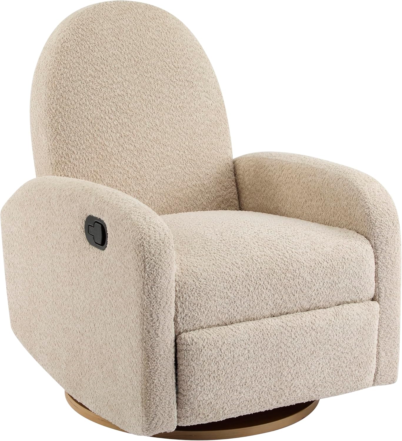 Christopher Knight Home Sidney Fabric Upholstered 360° Swivel Chair, Boucle Push-Back Recliner, Solid Wood Glider Recliner with Rotation, Living Room Single Lounge Sofa, Almond Beige