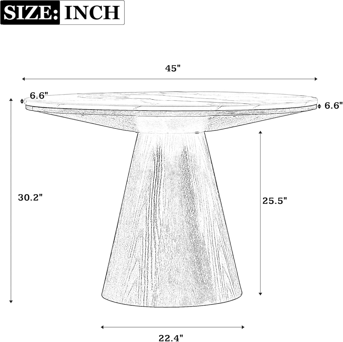 ERYE Contemporary Wooden Round Dining Table, More Decorative Rubber Wood Diningtable for Living Space