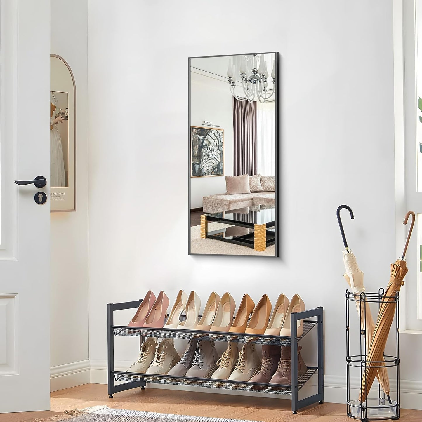 24x48 Inch Large Black Mirror for Bathroom, Black Framed Bathroom Mirror, Bathroom Mirror for Wall Over Sink, Rectangle Wall Mirror for Living Room, Bedroom, Bathroom, Hangs Horizontally or Vertically