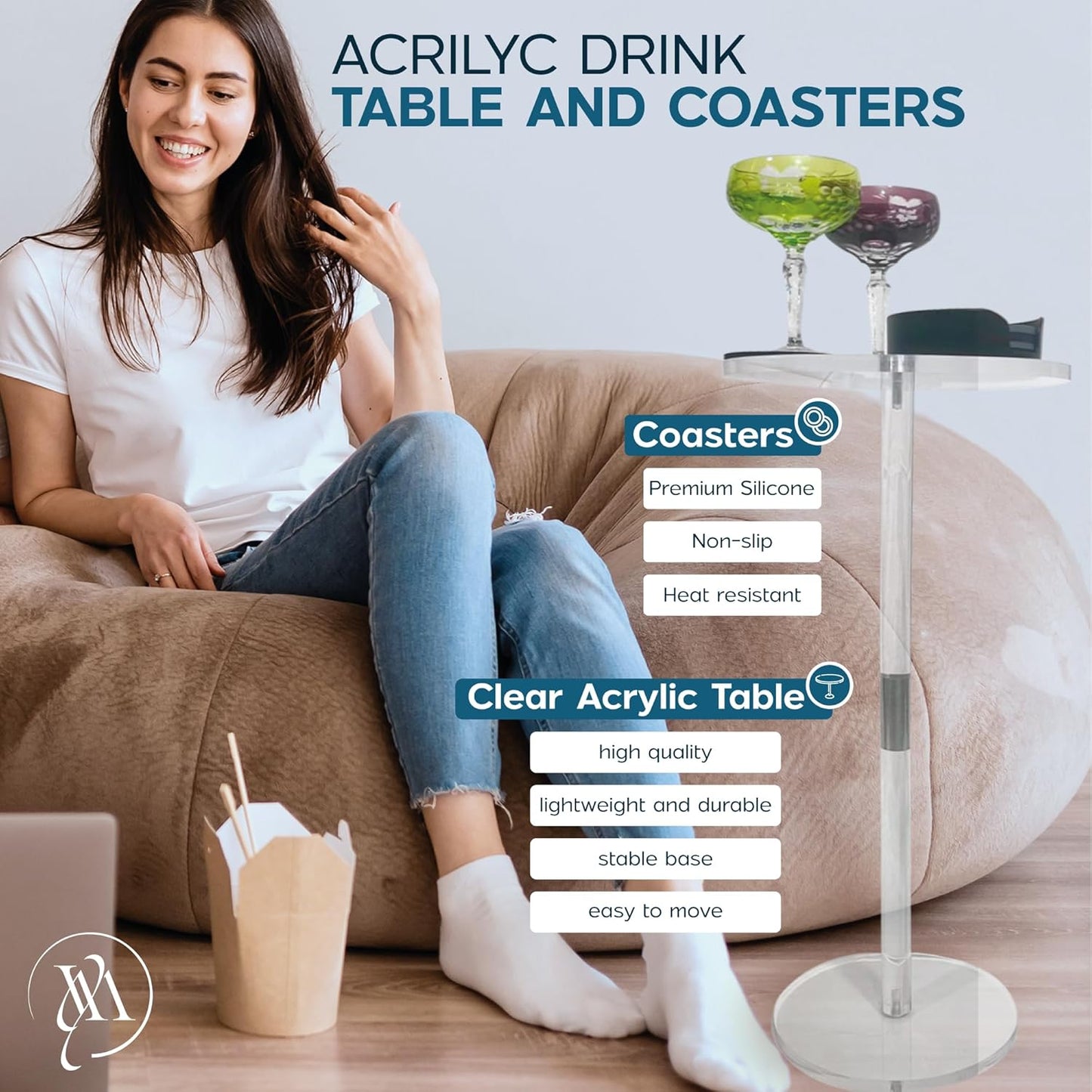 Clear Acrylic End Table – 10" W x 21.3" H Small Drink Stand – Modern Side Table for Living Room or Bedroom – Solaround Style – Minimalist Accent Furniture – Glass Look Nightstand