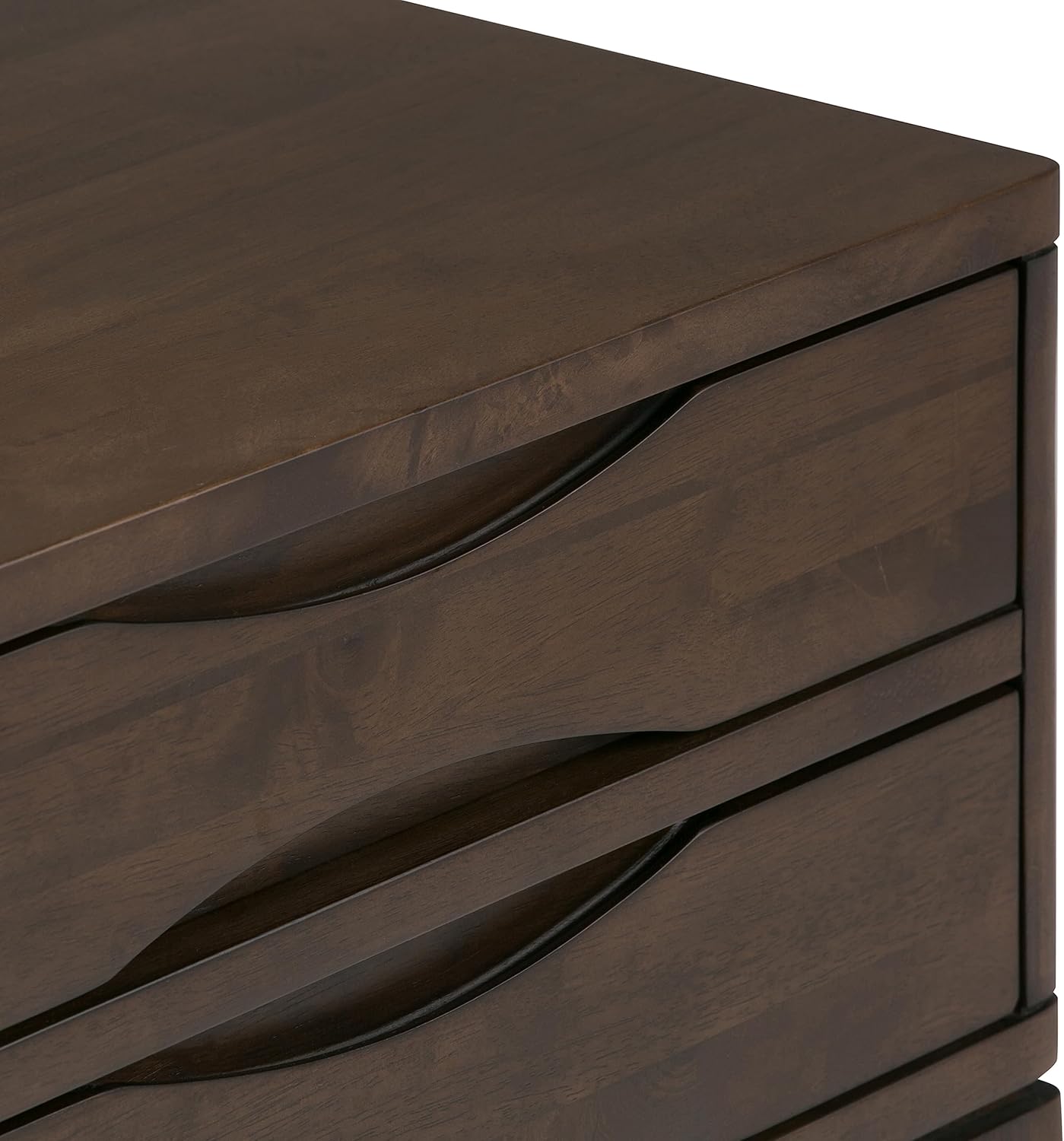 SIMPLIHOME Harper Console Table - 40 Inch Wide Solid Hardwood Sofa Table in Walnut Brown, Mid-Century Modern Storage Table for Entryway or Living Room with 4 Drawers, Notched Handles, and Tapered Legs