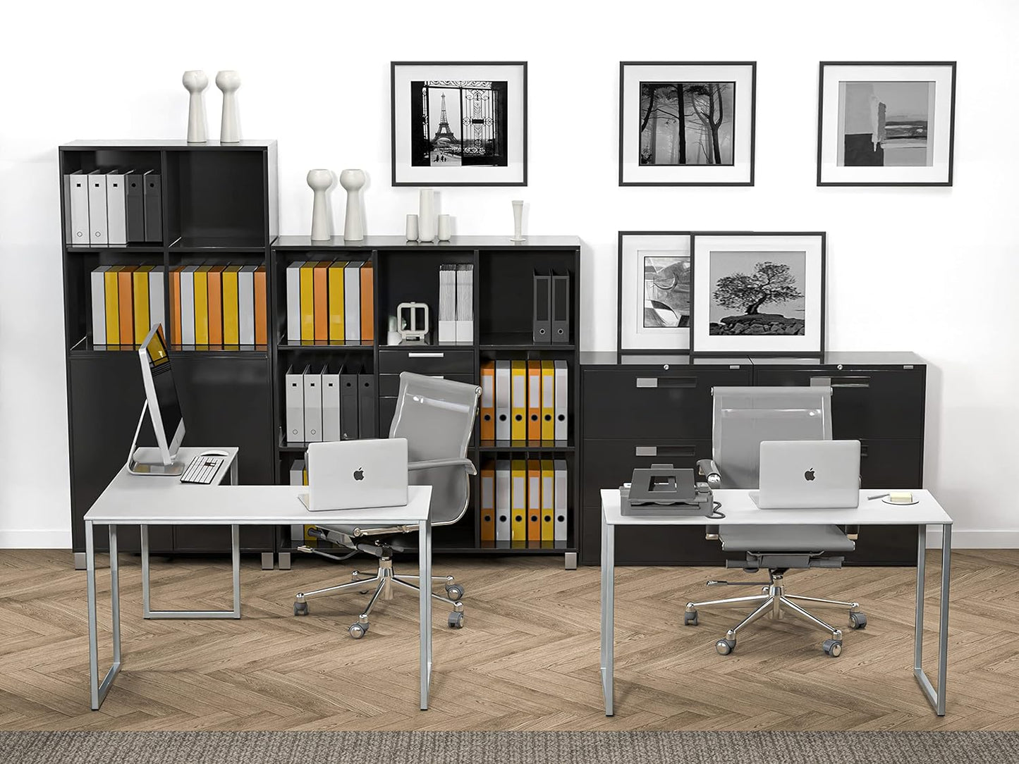 SHW Mission 48 x 48 Inches L-Shape Home Office Computer Desk, White