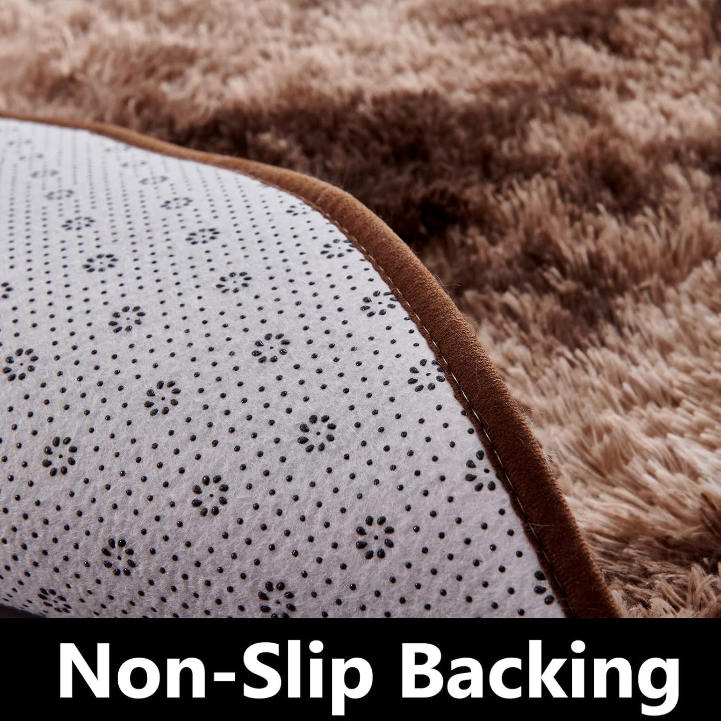 FJZFING Tie-Dyed Coffee Round Rug Ultra-Soft Plush Modern 7x7 Circle Area Rug for Kid's Bedroom, Fluffy Shag Circular Rug for Nursery Room, Non-Slip Home Decor Carpet for Teen's Room