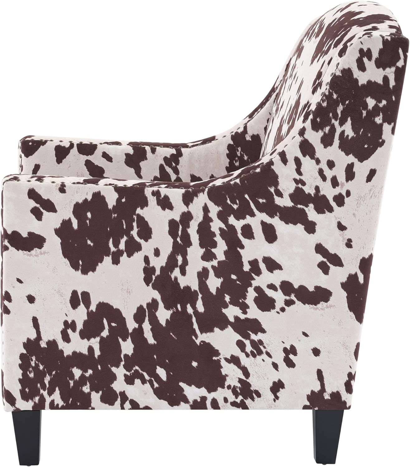 Ball & Cast Upholstered Arm Chair,Classic American Style Flower Design Fabric Dining Chair,Comfy Accent Chair w/Nailhead Trim & Wooden Legs,Seating Furniture for Bedroom,Apartment,Brown+White