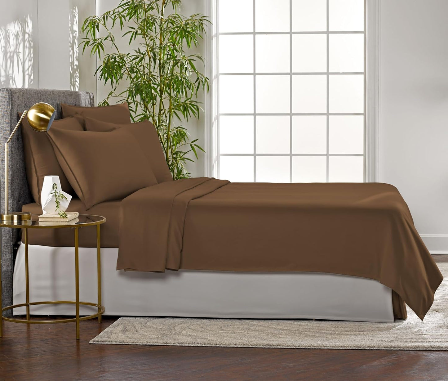 Twin Sheets by Pure Bamboo, Genuine 100% Organic Viscose Derived from Bamboo Bed Sheet Set, Luxuriously Soft & Cooling, Double Stitching, Lifetime Quality Promise (Twin, Coconut Husk)